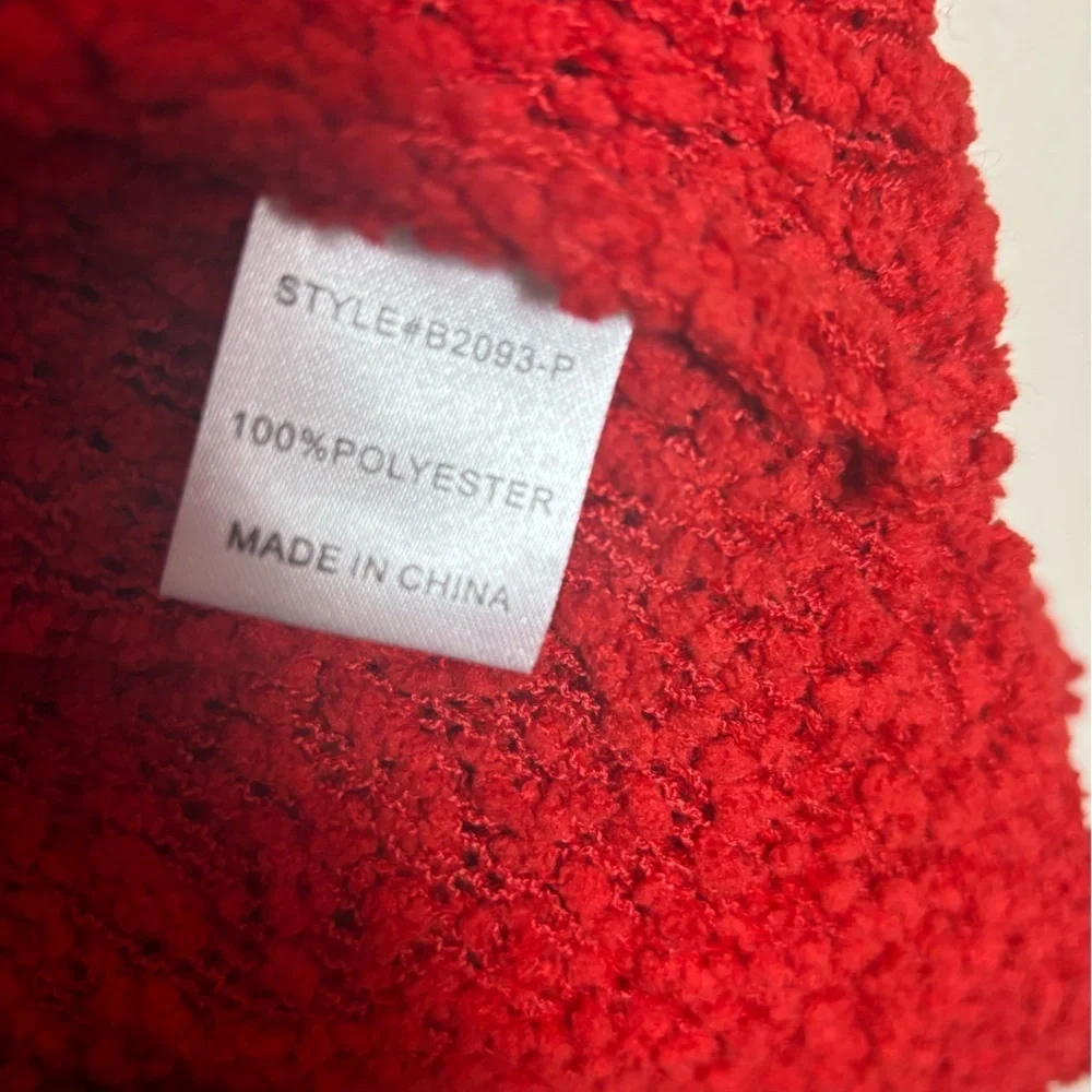 NWT Jodifl Red Plush Popcorn Knit Open Weave Oversized Pullover Sweater 1X